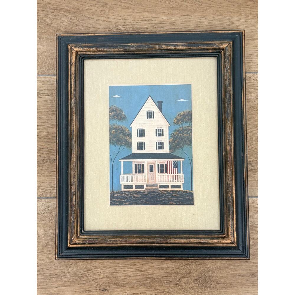 Set of 2 Warren Kimble Framed Folk Art House Prints – American Flag